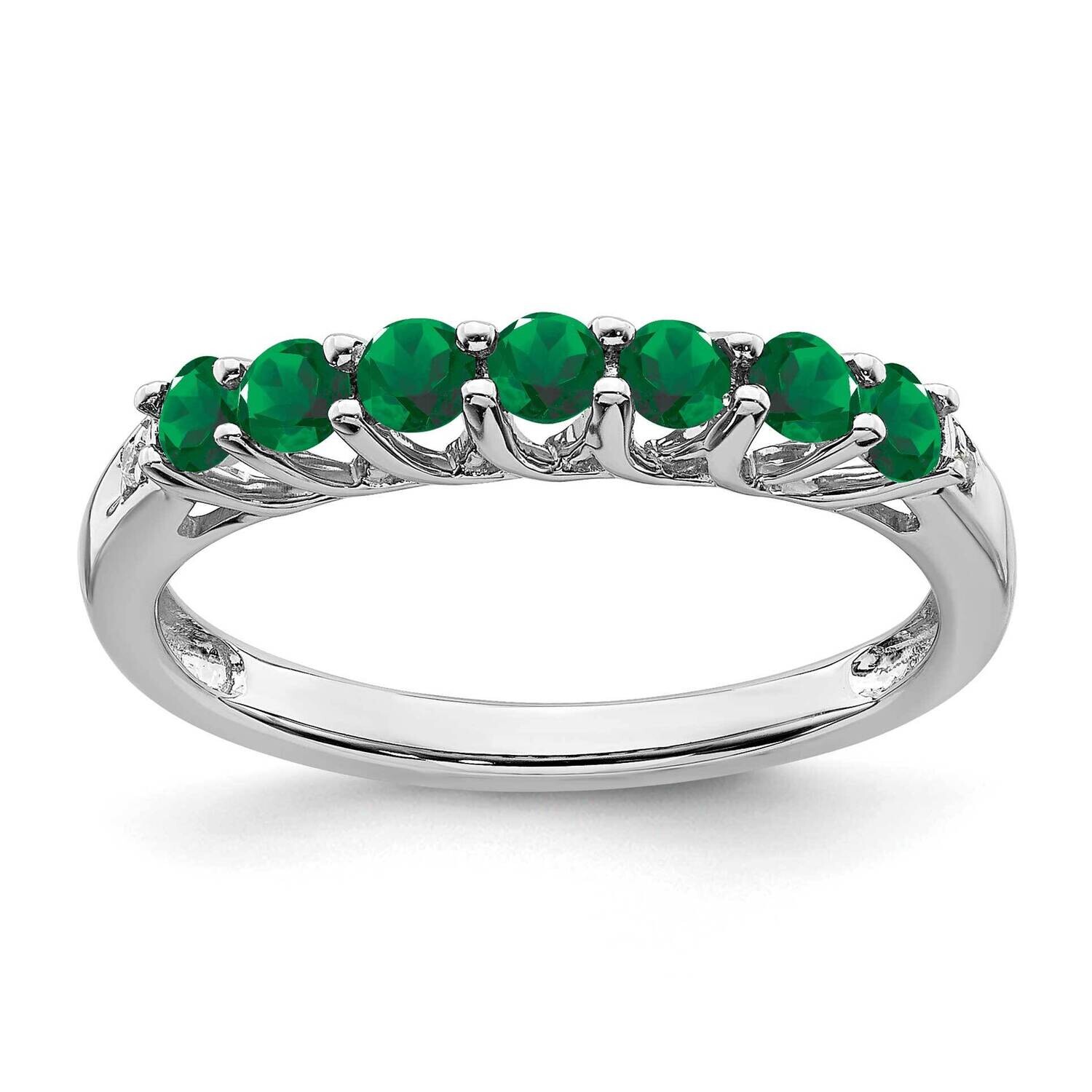 Created Emerald Diamond Ring Sterling Silver Rhodium-Plated RM7411-CEM-001-SSA, MPN: RM7411-CEM-001…