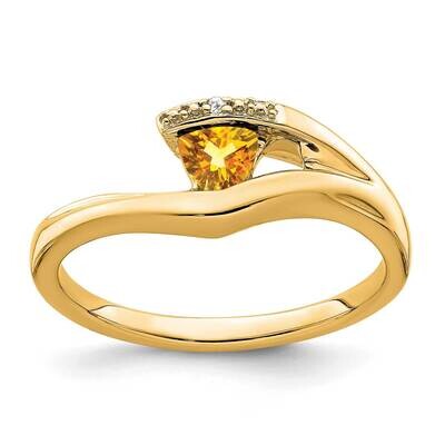 Trillion Citrine Diamond Ring 14k Gold RM7160-CI-001-YA, MPN: RM7160-CI-001-YA, 191101820212