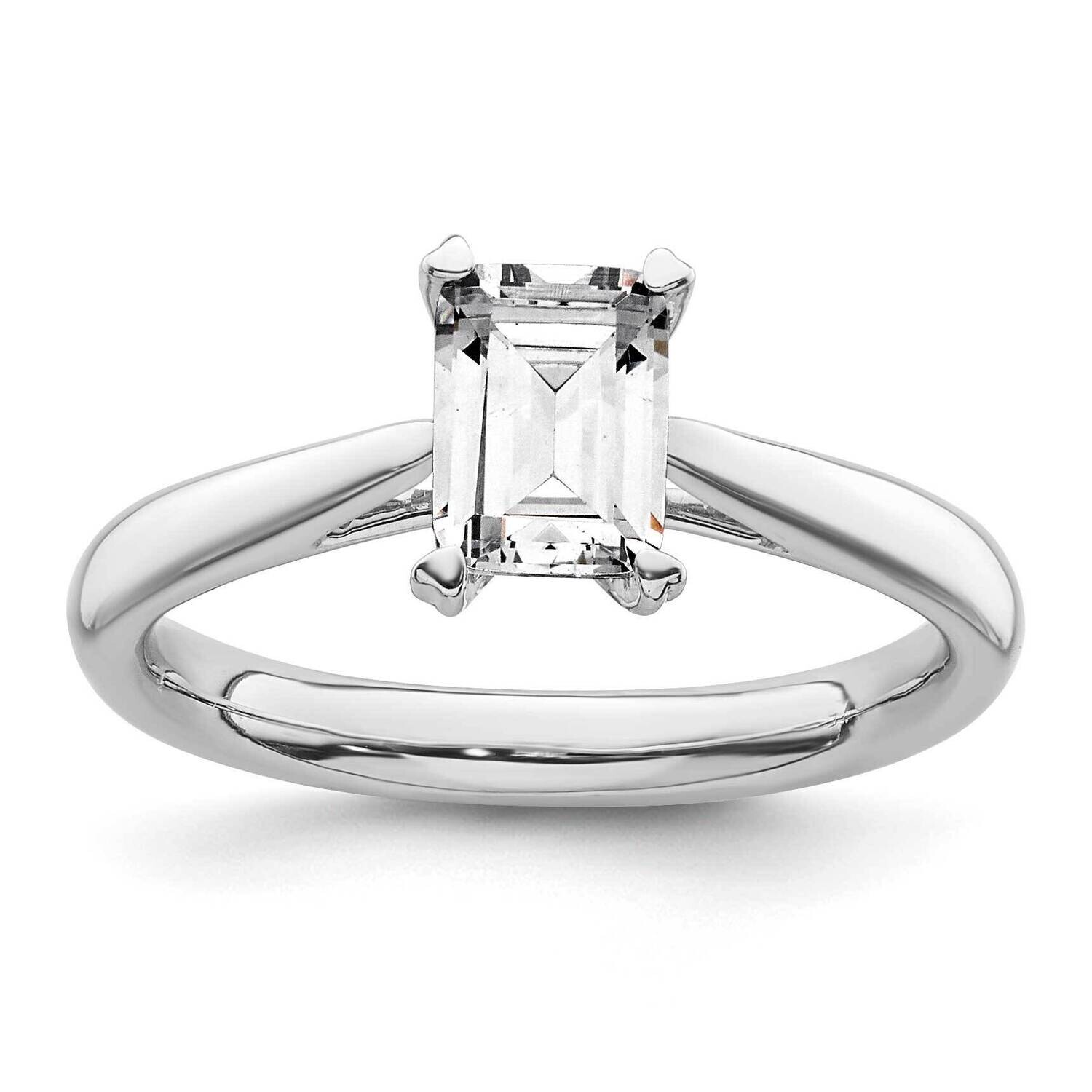 3/4 Carat 6.5X4.5mm 4-Prong Emerald-Cut Solitaire Engagement Ring Mounting 14k White Gold RM1964E-075-CWAA