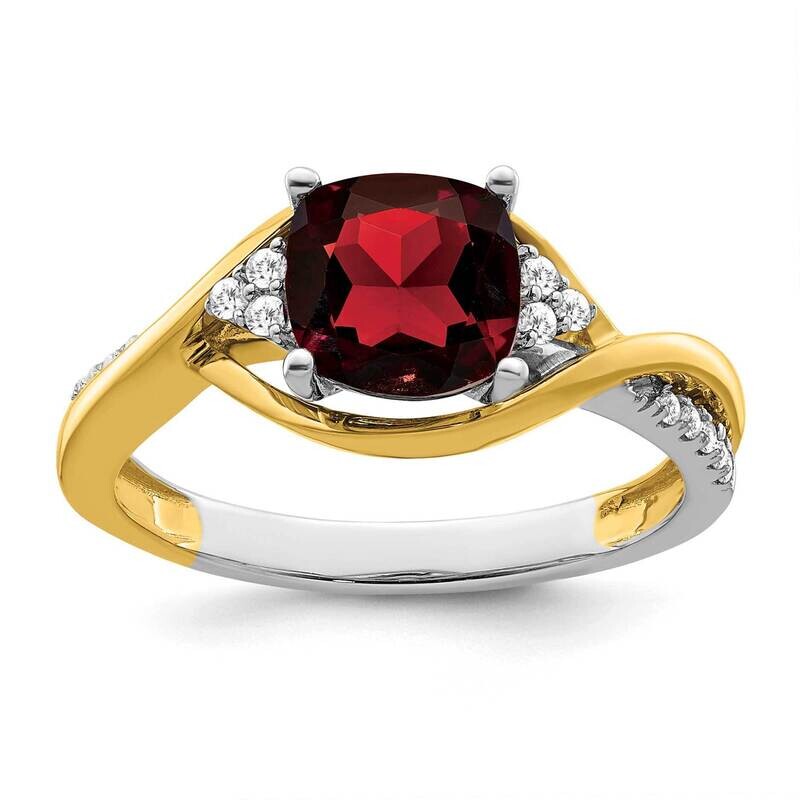 Cushion Garnet Diamond Ring 14k Two-Tone Gold RM6039-GA-012-YWA, MPN: RM6039-GA-012-YWA, 1911018144…