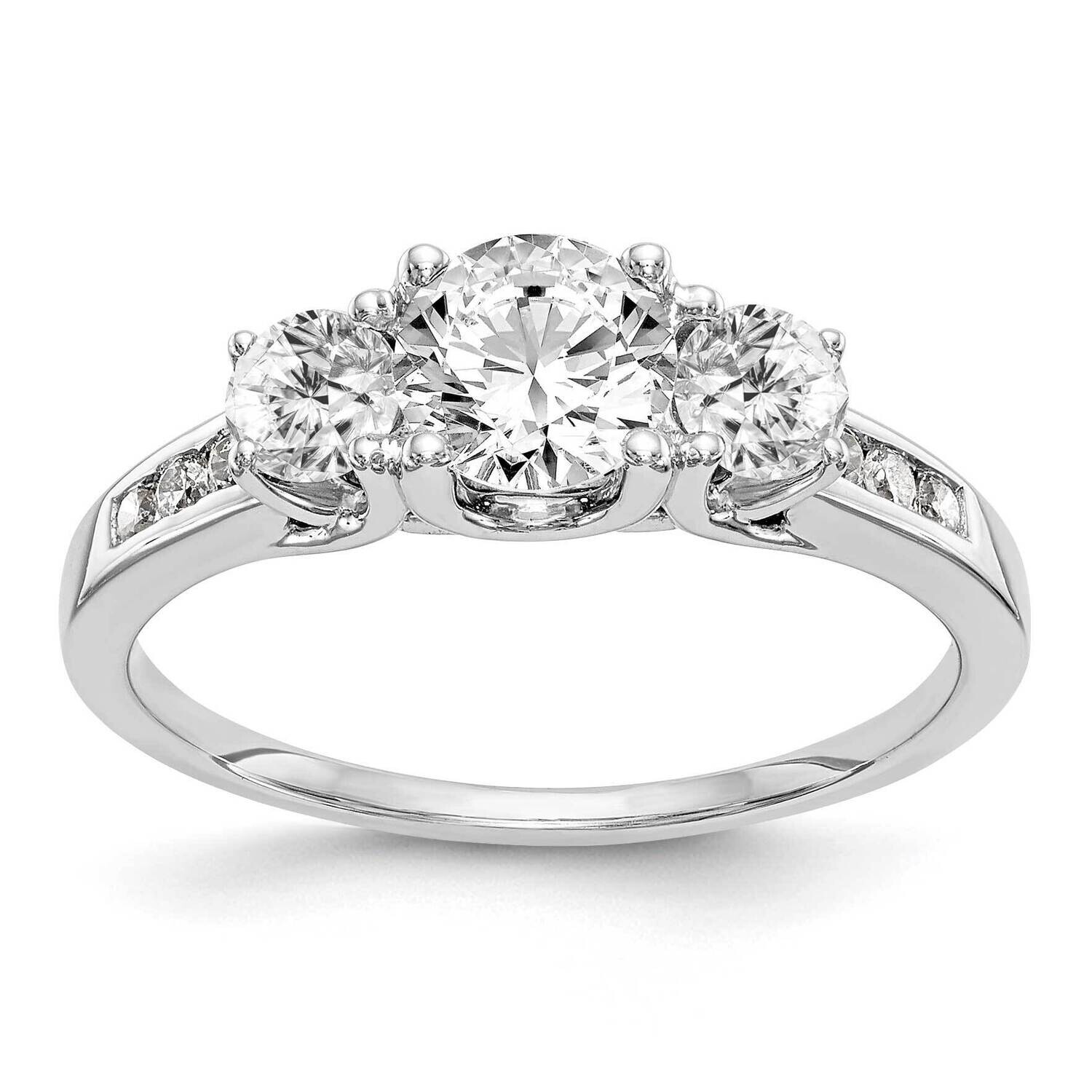 True Origin 1/8 Carat Diamond Vs/Si D E F Semi Mount Three Stone Ring 14k White Gold RM2974E-075-WA…