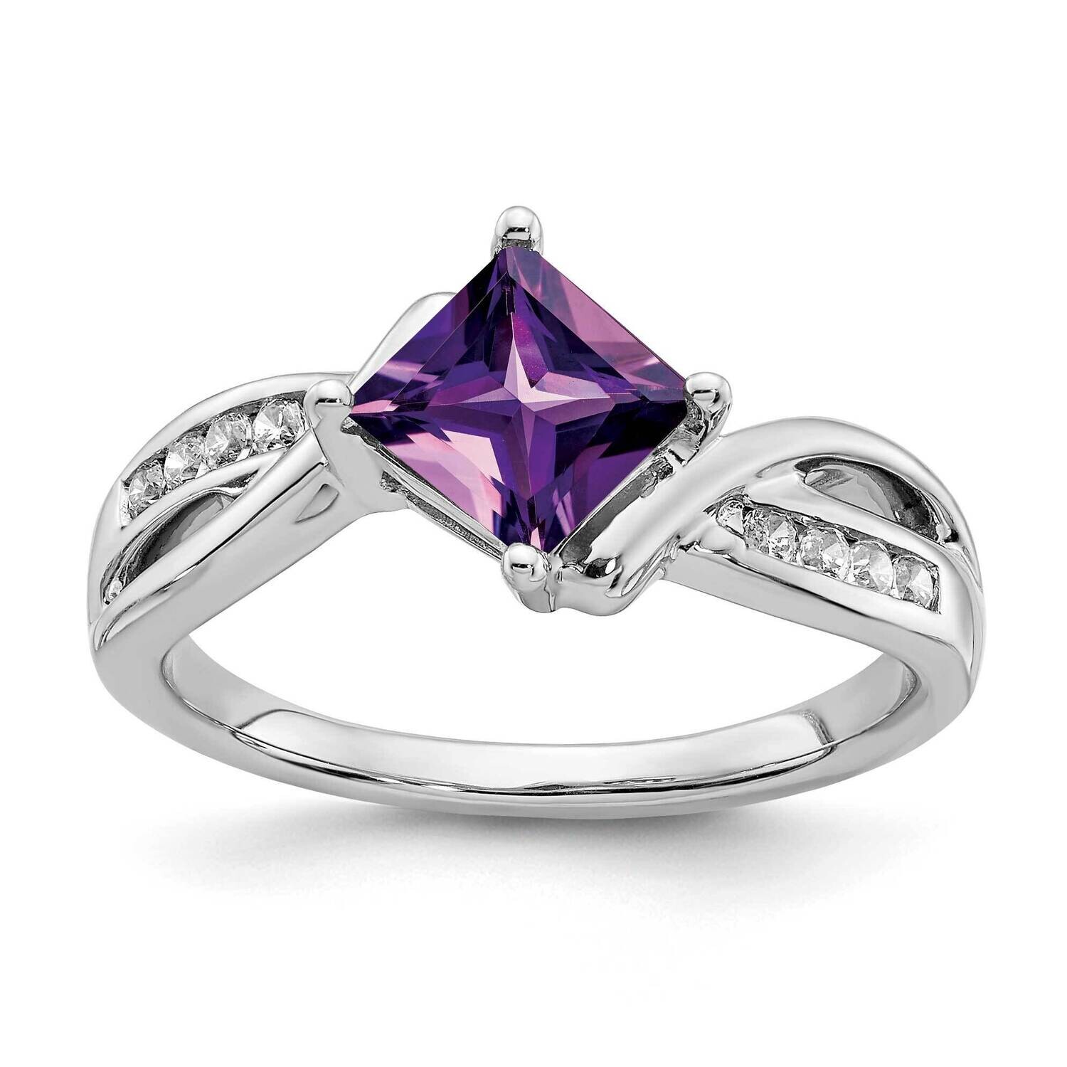 Square Amethyst Diamond Ring 14k White Gold RM7166-AM-012-WA, MPN: RM7166-AM-012-WA, 191101821448