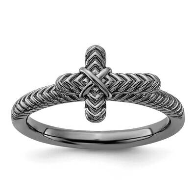 Stackable Expressions Black Rhodium Textured Cross Ring Sterling Silver QSK2196, MPN: QSK2196, 8839…