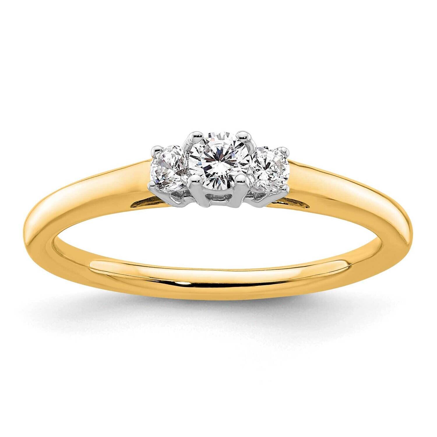 3-Stone Holds 1/8 Carat 3.2mm Round Center 2-2.5mm Round Sides Engagement Ring Mounting 14k Two-Ton…