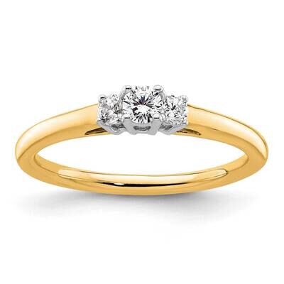 3-Stone Holds 1/8 Carat 3.2mm Round Center 2-2.5mm Round Sides Engagement Ring Mounting 14k Two-Ton…