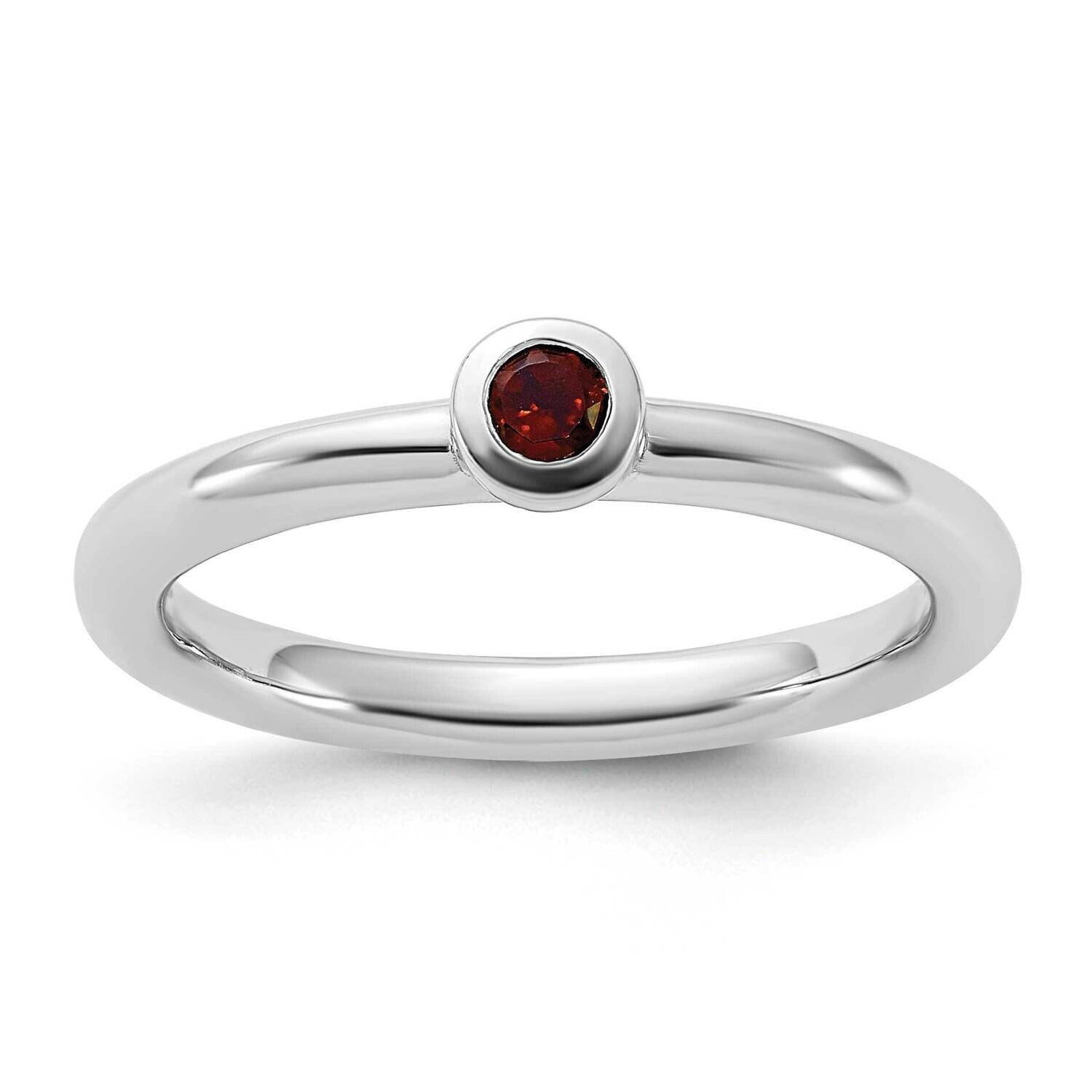 Stackable Expressions Rhodium-Plated Garnet Ring Sterling Silver QSK2192