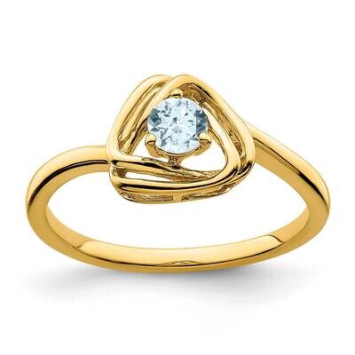 Aquamarine Triangle Ring 14k Gold RM7395-AQ-Y, MPN: RM7395-AQ-Y,