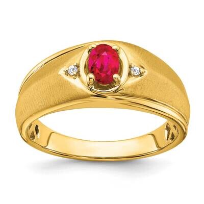 Oval Ruby Diamond Mens Ring 14k Gold RM7475-RU-002-YA, MPN: RM7475-RU-002-YA, 196904130360