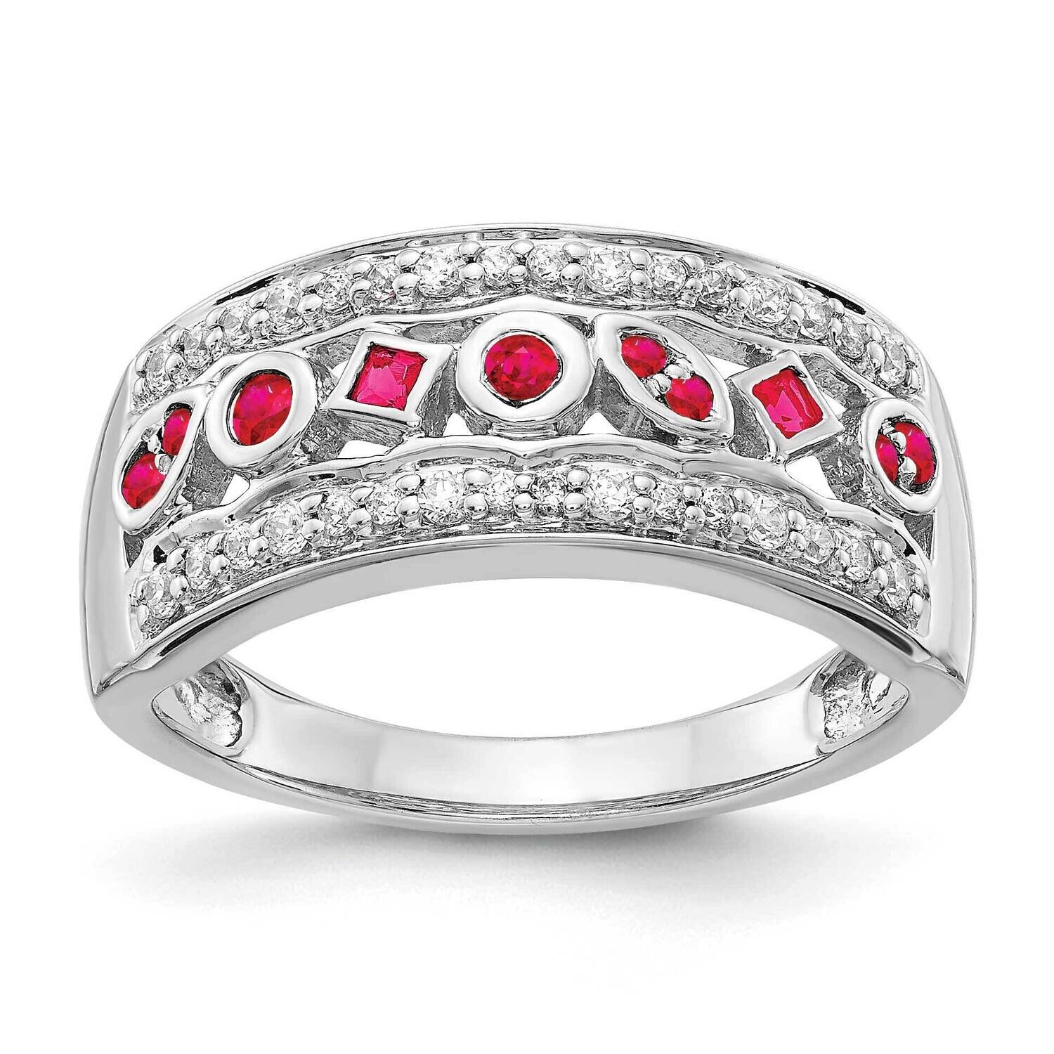 Diamond &amp; Ruby Fancy Ring 14k White Gold RM3852-RU-025-WA