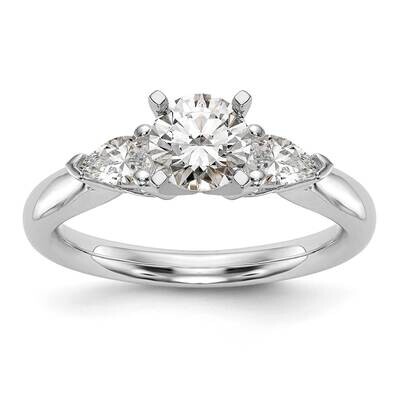 3-Stone Peg Set Center Holds 2-5X3mm Pear Sides Engagement Ring Mounting 14k White Gold RM3014E-P_0…