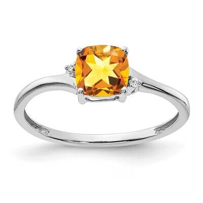 Citrine Diamond Ring Sterling Silver Rhodium-Plated RM7404-CI-001-SSA, MPN: RM7404-CI-001-SSA,