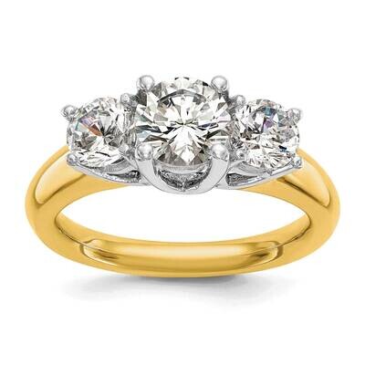 3-Stone Holds 1 Carat 6.5mm Round Center 2-5.2mm Round Sides Engagement Ring Mounting 14k Two-Tone …