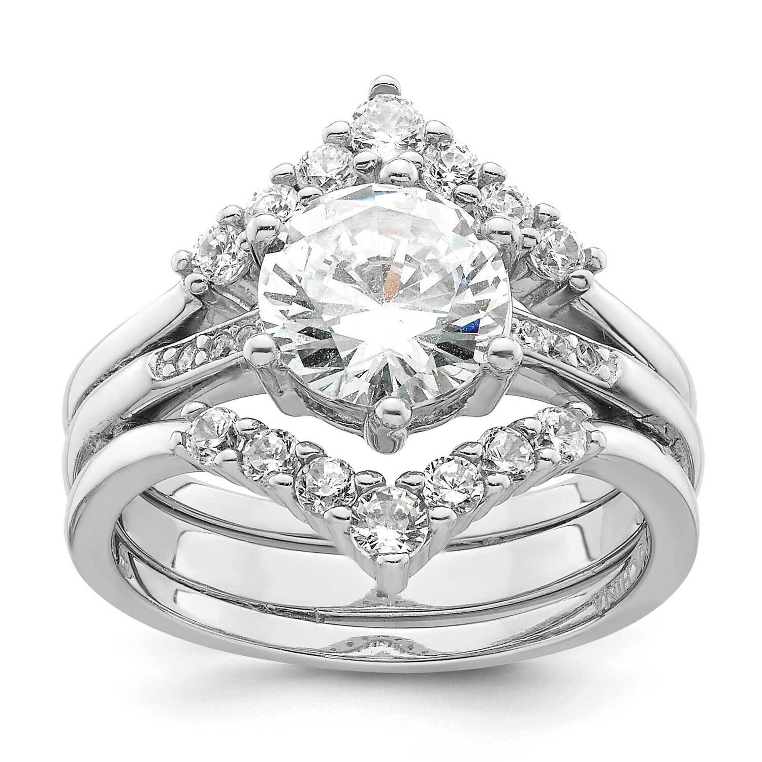 CZ Three Ring Set Sterling Silver Rhodium-Plated QR7558, MPN: QR7558,