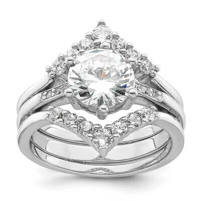 CZ Three Ring Set Sterling Silver Rhodium-Plated QR7558, MPN: QR7558,