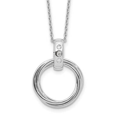 Rh Plated White Ice .06Ct Diamond 3 Rings 2 Inch Extension Necklace Sterling Silver QW552-18, MPN: …