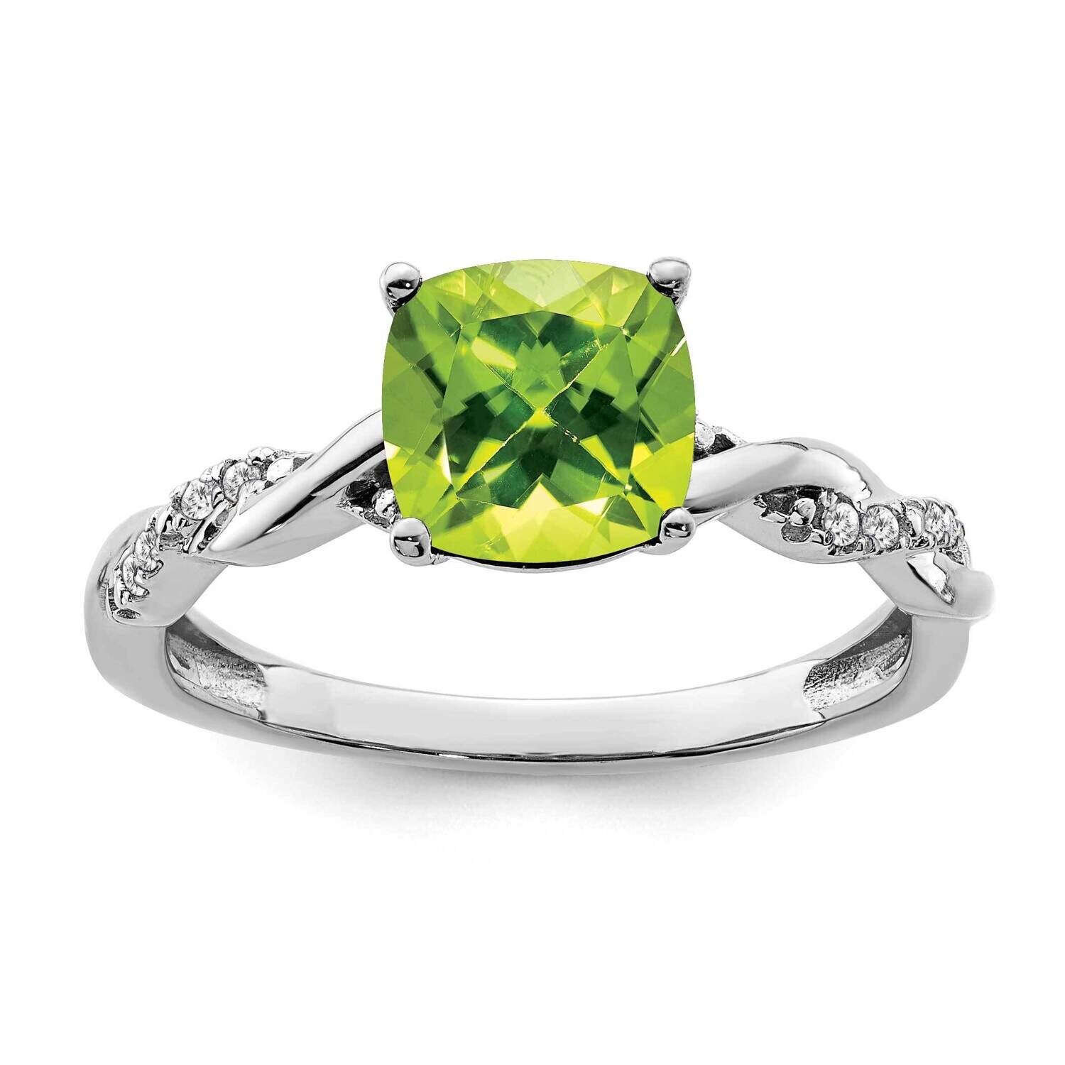Peridot Diamond Ring Sterling Silver Rhodium-Plated RM6004-PE-005-SSA, MPN: RM6004-PE-005-SSA,