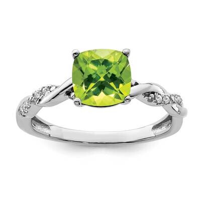 Peridot Diamond Ring Sterling Silver Rhodium-Plated RM6004-PE-005-SSA, MPN: RM6004-PE-005-SSA,