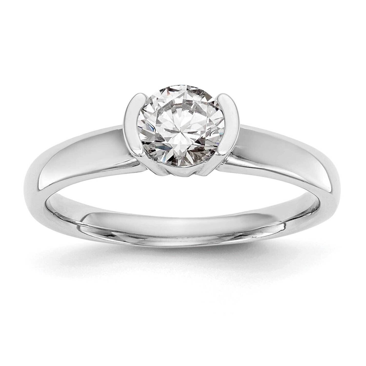 1 Carat 6.50 mm Half-Bezel Round Solitaire Engagement Ring Mounting 14k White Gold RM1953E-100-CWAA…