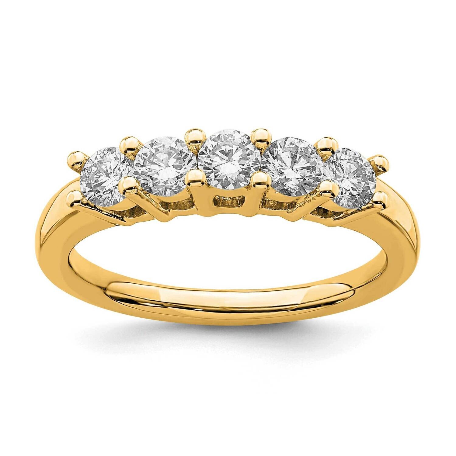 5-Stone Shared Prong Holds 5-3.4mm Round Diamond Band Ring Mounting 14k Gold RM3174B-075-YAA