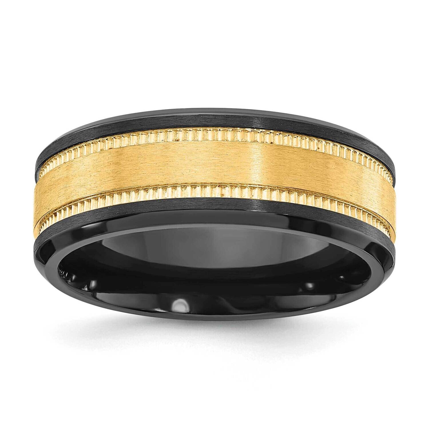 Chisel Black Zirconium Brushed Polished Yellow Ip-Plated Center 8mm Band ZCR110 by Men&#39;s Jewelry an…