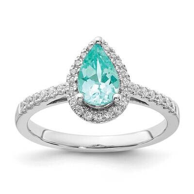 Pure Serenity Diamond Pear Created Paraiba Ring 14k White Gold RM9528-CP-025-WAA, MPN: RM9528-CP-02…