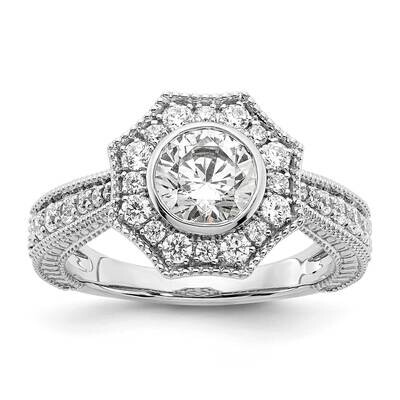 True Origin White Gold 1/2 Carat Diamond Vs/Si D E F Semi Mound Round Fancy Halo Engagement Ring RM…