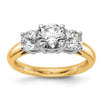 3-Stone Holds 1 Carat 6.5mm Round Center 2-5.2mm Round Sides Engagement Ring Mounting 14k Two-Tone …