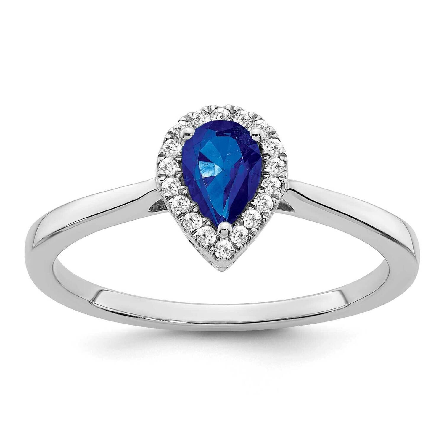 Pear Sapphire Diamond Halo Ring 14k White Gold RM7237-SA-009-WA, MPN: RM7237-SA-009-WA, 191101825736