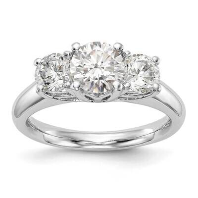 3-Stone Holds 1 Carat 6.50mm Round Center 2-5.2mm Round Sides Engagement Ring Mounting 14k White Go…