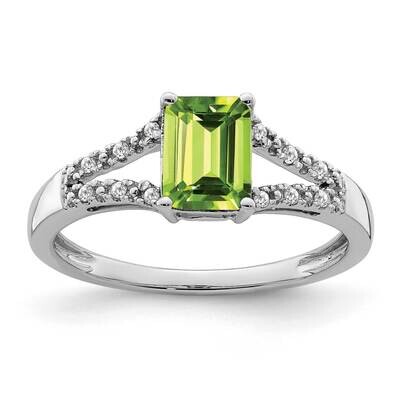 Emerald-Cut Peridot Diamond Ring 14k White Gold RM5985-PE-006-WA, MPN: RM5985-PE-006-WA, 1911018141…