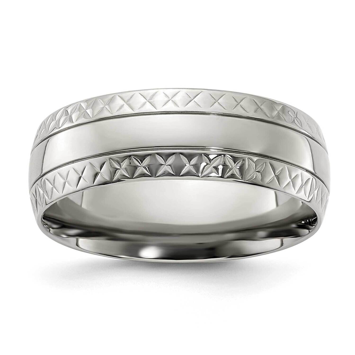 Chisel Polished Grooved Criss Cross Design 7mm Band Titanium TB498 by Men&#39;s Jewelry and Accessories…