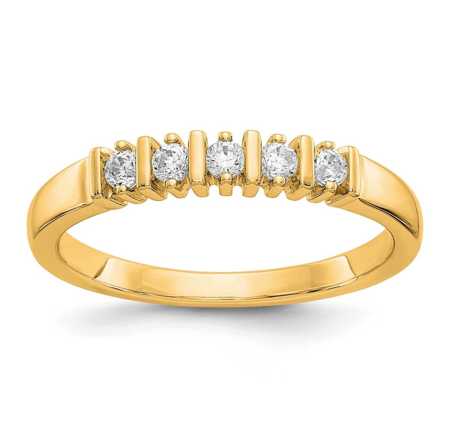 5-Stone Prong-Set Holds 5-2.1mm Round Diamond Band Ring Mounting 14k Gold RM3289B-025-YAA