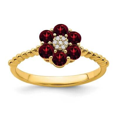 Garnet Diamond Floral Ring 14k Gold RM7191-GA-003-YA, MPN: RM7191-GA-003-YA, 191101822070