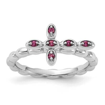 Stackable Expressions Rhodium-Plated Rhodolite Cross Ring Sterling Silver QSK2206, MPN: QSK2206, 88…