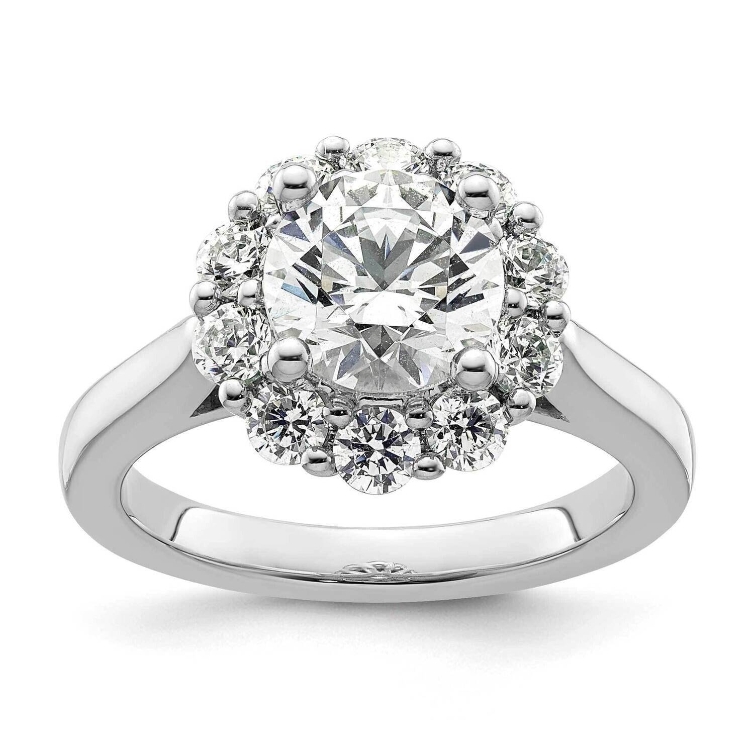 Halo Holds 2 Carat 8.2mm Round Center Engagement Ring Mounting 14k White Gold RM2033E-200-CWAA, MPN…