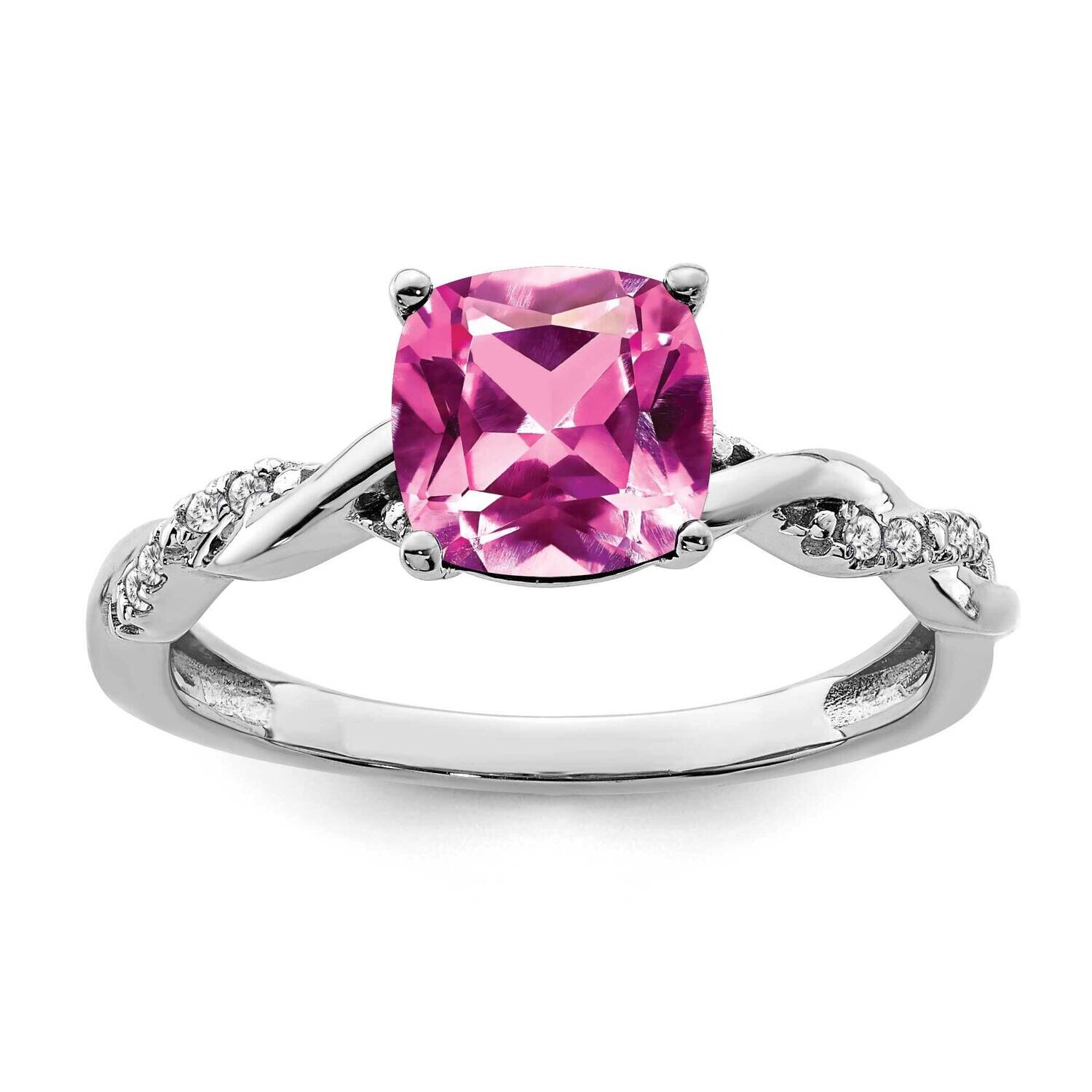 Created Pink Sapphire Diamond Ring Sterling Silver Rhodium-Plated RM6004-CPS-005-SSA, MPN: RM6004-C…