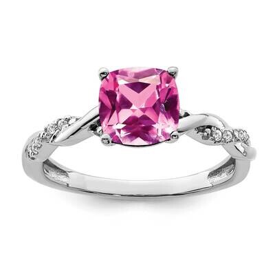 Created Pink Sapphire Diamond Ring Sterling Silver Rhodium-Plated RM6004-CPS-005-SSA, MPN: RM6004-C…