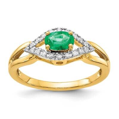 Diamond Emerald Ring 10k Gold RM5760-EM-013-1YA, MPN: RM5760-EM-013-1YA, 886774539201