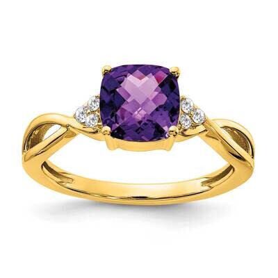 Checkerboard Amethyst Diamond Ring 10k Gold RM4393-AM-006-1YA, MPN: RM4393-AM-006-1YA, 191101663949