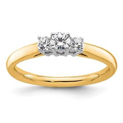 3-Stone Holds 1/6 Carat 3.5mm Round Center 2-2.8mm Round Sides Engagement Ring Mounting 14k Two-Ton…