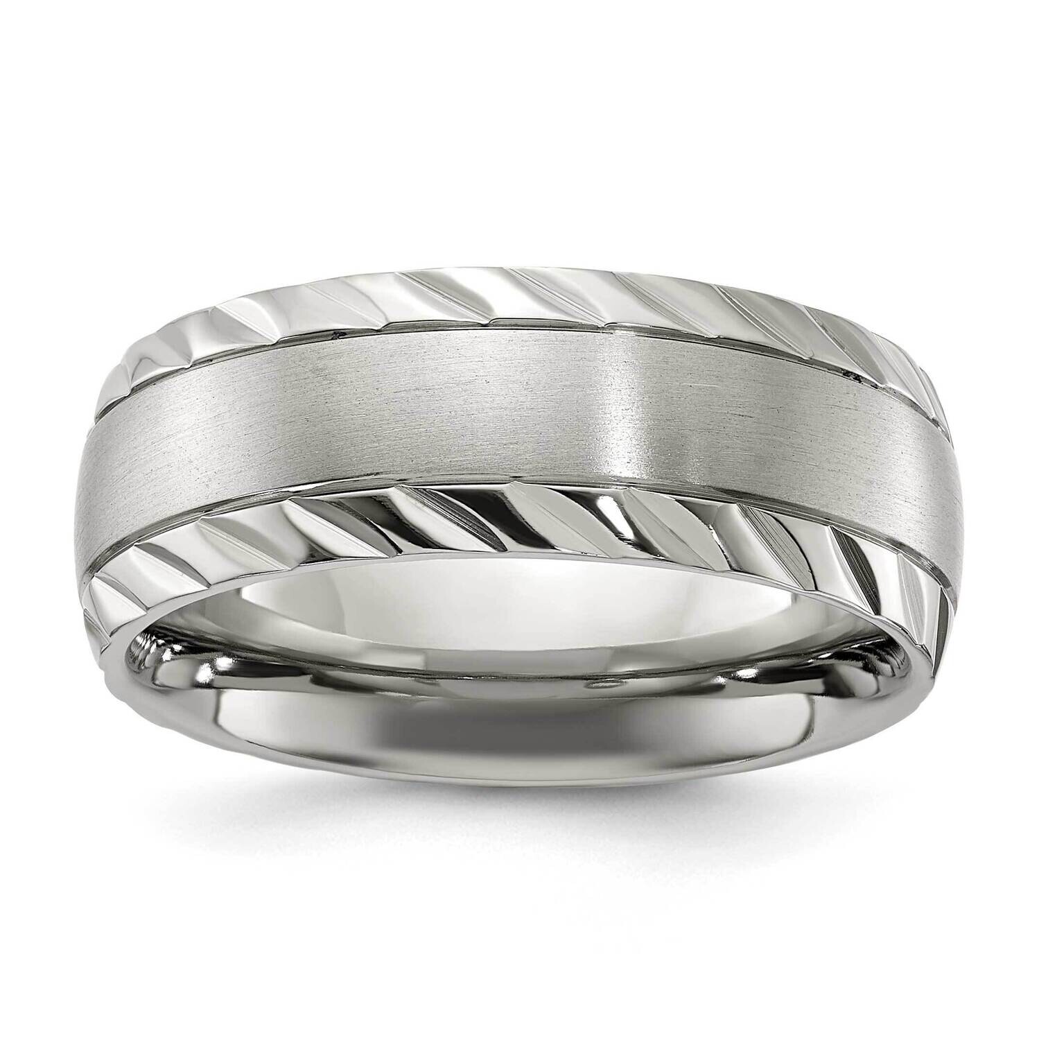 Chisel Polished Brushed Center Grooved Edge 8mm Band Titanium TB490, MPN: TB490, 883957753270