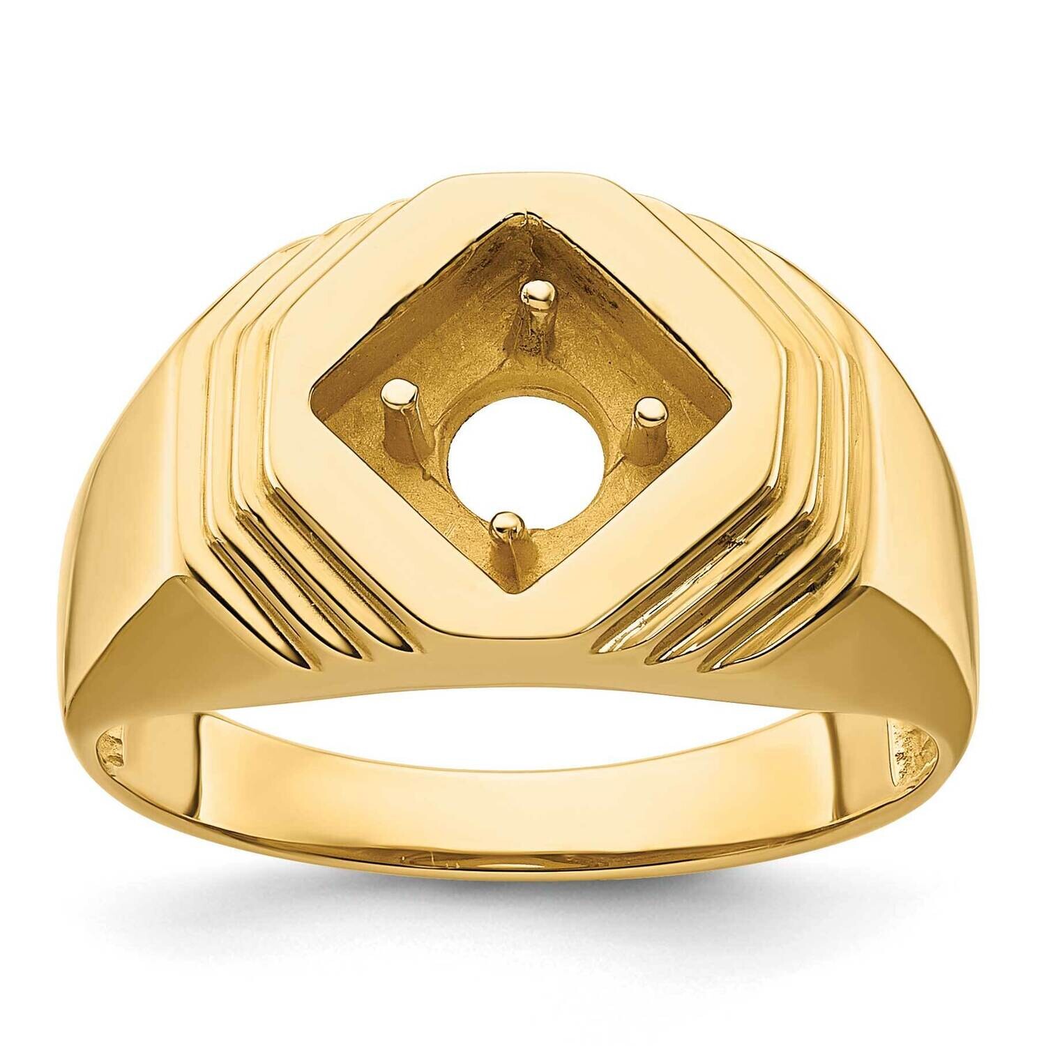 Holds 1/2 Carat 5.0mm Round Center Men&#39;s Ring Mounting 14k Polished Gold RM3503B-050-Y, MPN: RM3503…