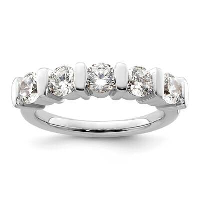 5-Stone Half-Bezel Holds 5-4.3mm Round Diamond Band Ring Mounting 14k White Gold RM3183B-150-WAA, M…