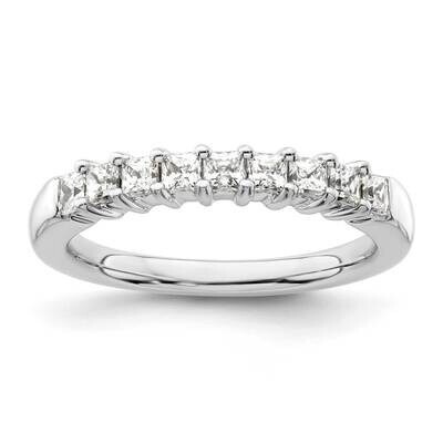 9-Stone Shared Prong Holds 9-2.3mm Princess Diamond Band Ring Mounting 14k White Gold RM3189B-063-W…