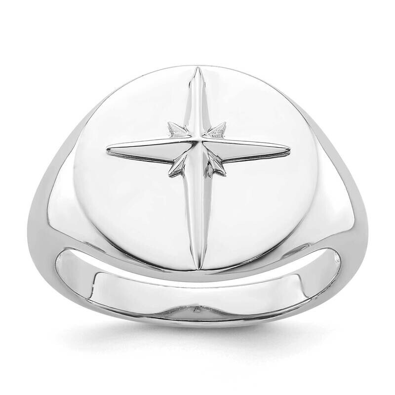 Polished Cross Ring Sterling Silver Rhodium-Plated QR7508