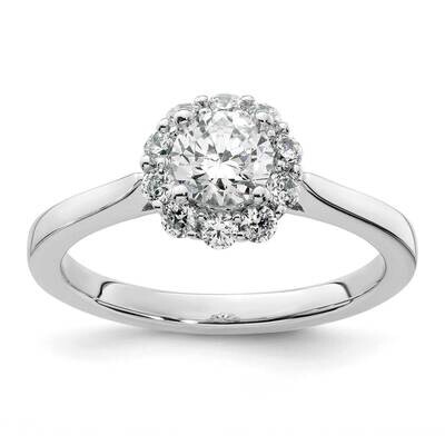 Halo Holds 1/2 Carat 5.2mm Round Center Engagement Ring Mounting 14k White Gold RM2033E-050-CWAA, M…