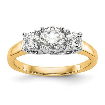 3-Stone Holds 1/2 Carat 5.2mm Round Center 2-4.00mm Round Sides Engagement Ring Mounting 14k Two-To…