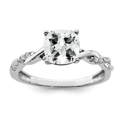 White Topaz Diamond Ring Sterling Silver Rhodium-Plated RM6004-WT-005-SSA, MPN: RM6004-WT-005-SSA,