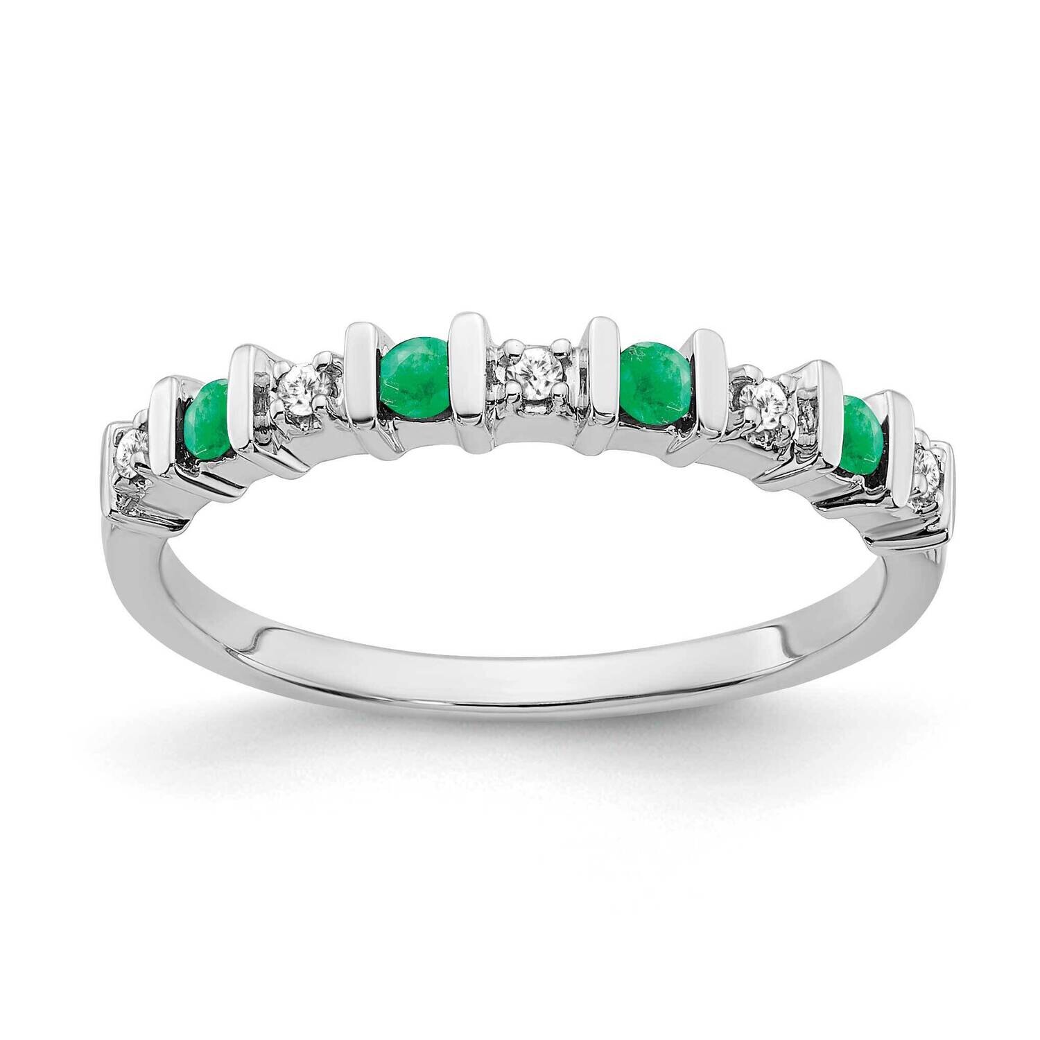 Emerald Diamond Band 14k White Gold RM7246-EM-005-WA, MPN: RM7246-EM-005-WA, 191101826603