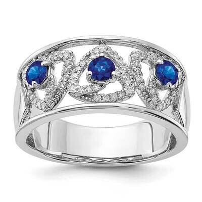Diamond Blue Sapphire Triangles Ring 14k White Gold RM6899-SA-025-WA, MPN: RM6899-SA-025-WA, 886774…
